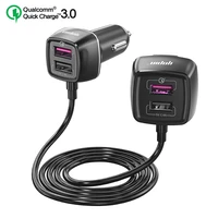 quick charge 3 0 60w 4 port usb car charger car socket power adapter for front and back seat charging with 5 ft cable