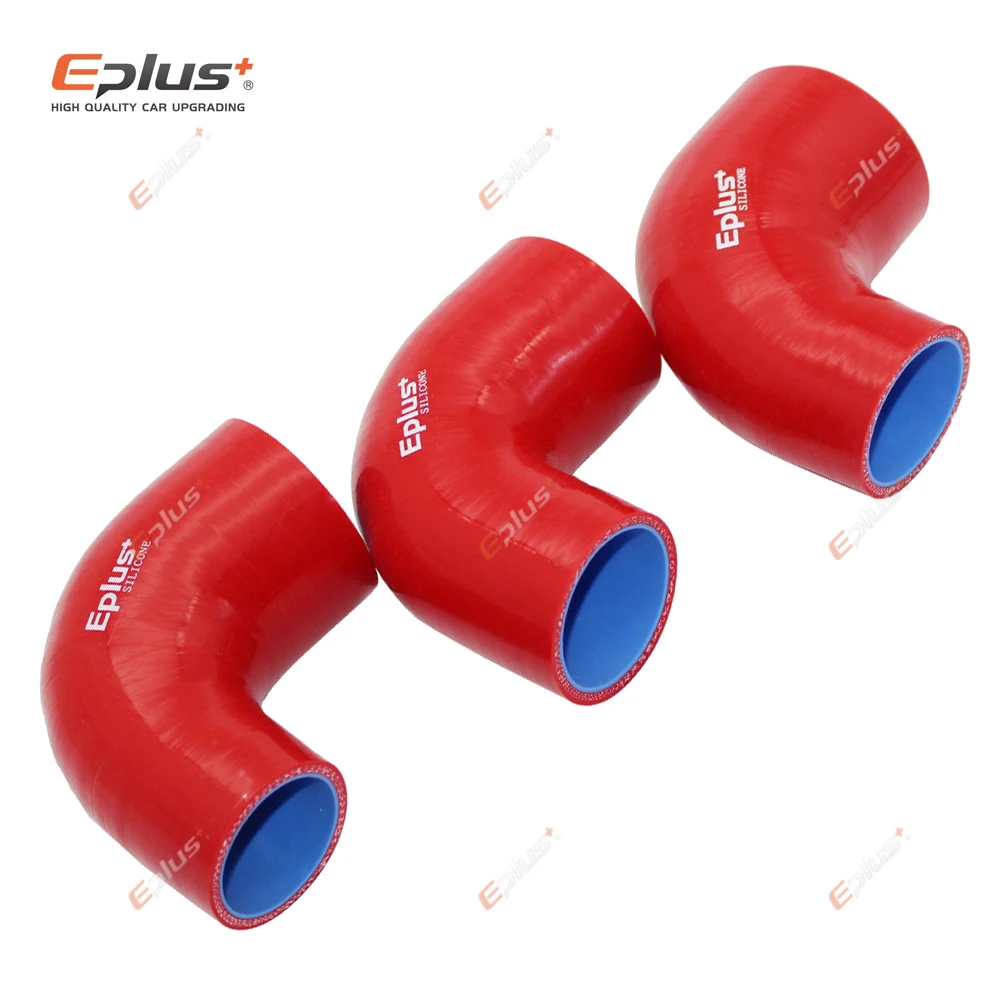 EPLUS Universal Silicone Tubing Hose 90 Degrees big to small Connector Car Intercooler Turbo Intake Pipe Coupler Red Multi Size |