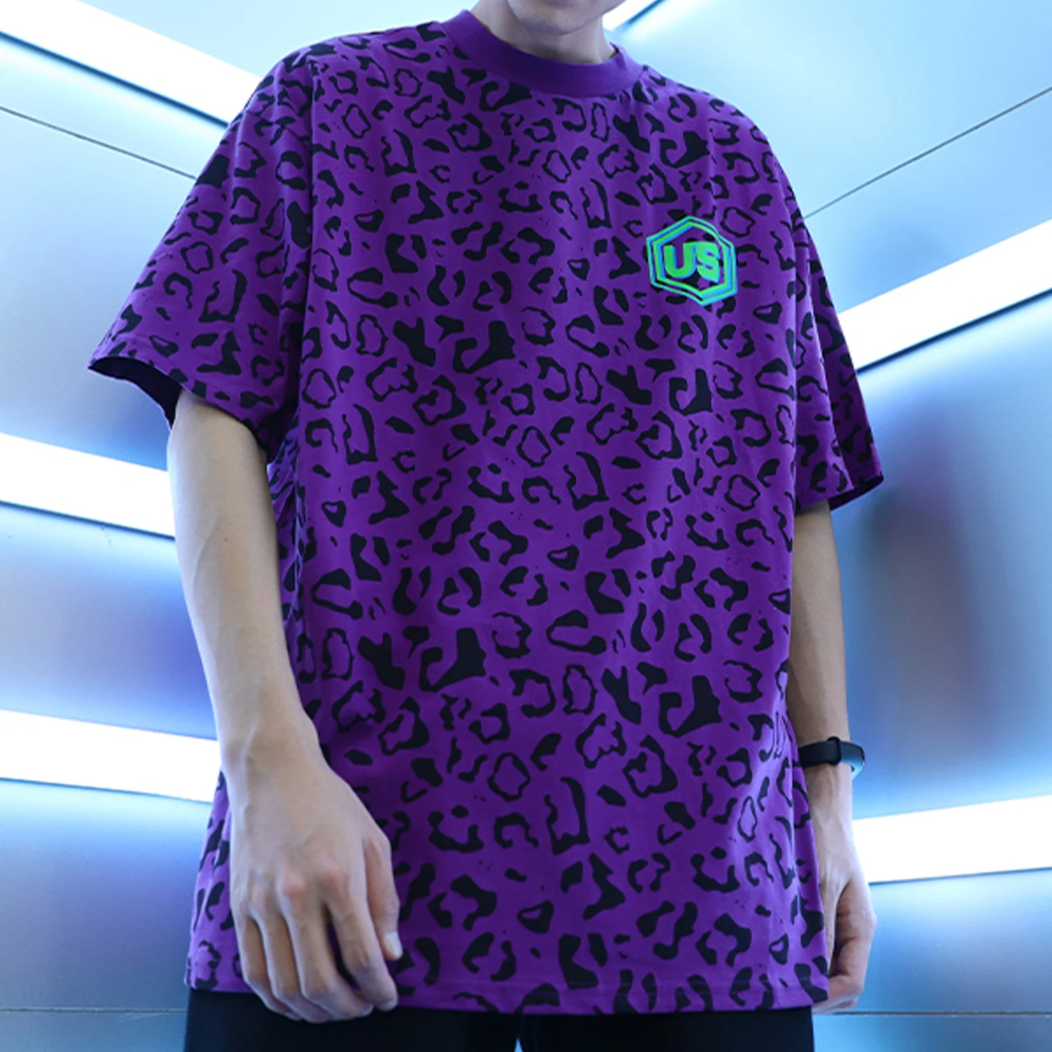 Мужская футболка в стиле хип-хоп с леопардовым принтом хлопок 2020 Харадзюку