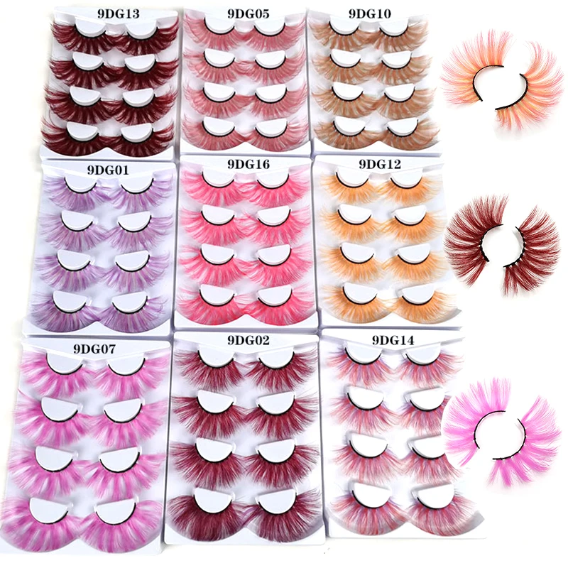 

25mm 27mm Long Colorful Eyelashes Hot Pink Faux Mink Colored Lashes Cruelty Free Cosplay Halloween Cilias Wholesale