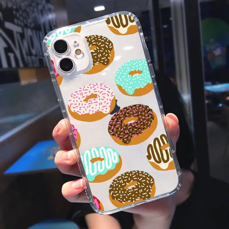 

girly cute donut cake Phone Case Transparent soft For iphone 5 5s 5c se 6 6s 7 8 11 12 plus mini x xs xr pro max