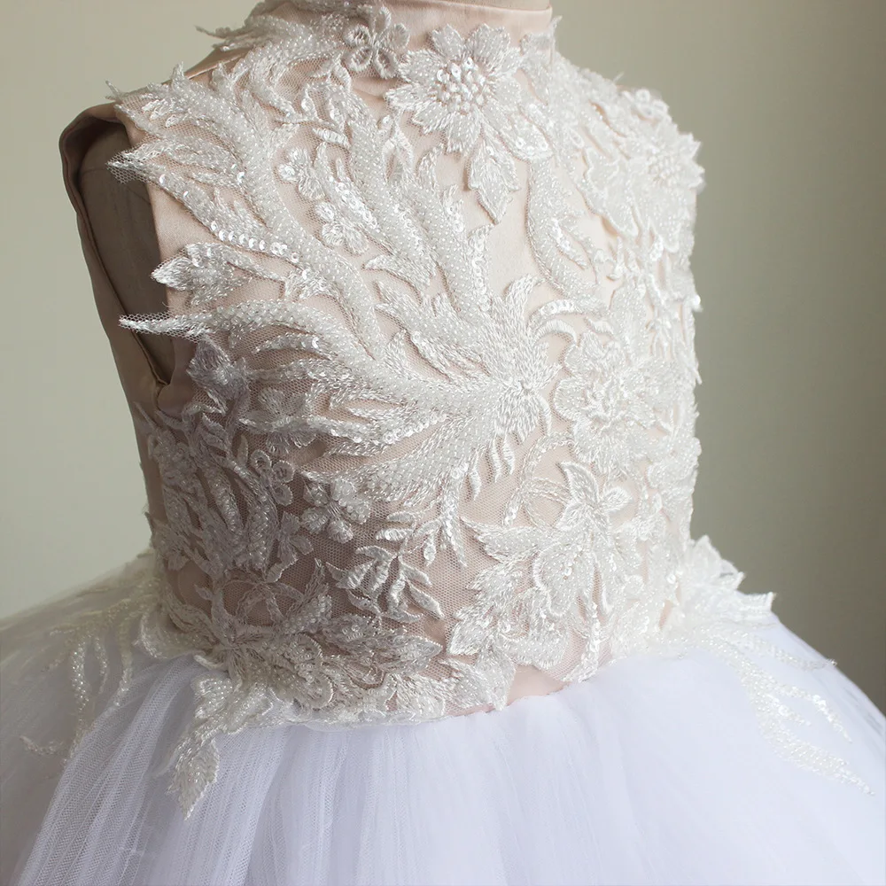 

Тюлевое кружевное ТРАПЕЦИЕВИДНОЕ платье принцессы с цветами для девочек, свадебные платья для первого причастия, платье для свадебной вече...