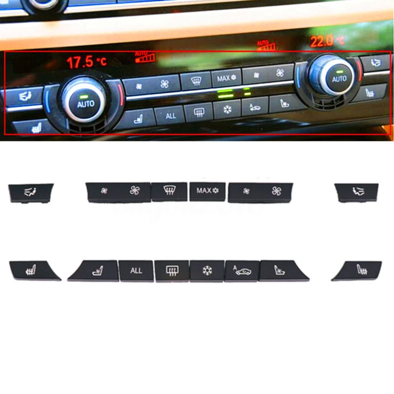 14pcs/Set Black 100% Brand New And High Quality Plastic Button Key Cap Repair Kit A/C Heater Switch For BMW 5 6 7 F10 F12 F01 | Автомобили