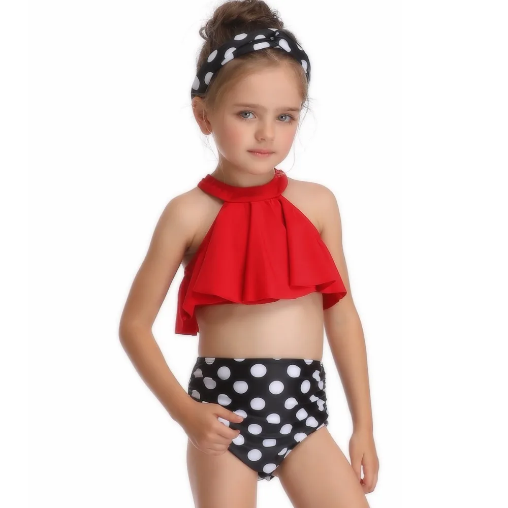 6 Color Girls Kawaii Separate Bikini Swimsuit Swimwear Children Stripe Tassel Mermaid Plaid Dot Ruffle Plavky Tankini Bath Suit | Спорт и