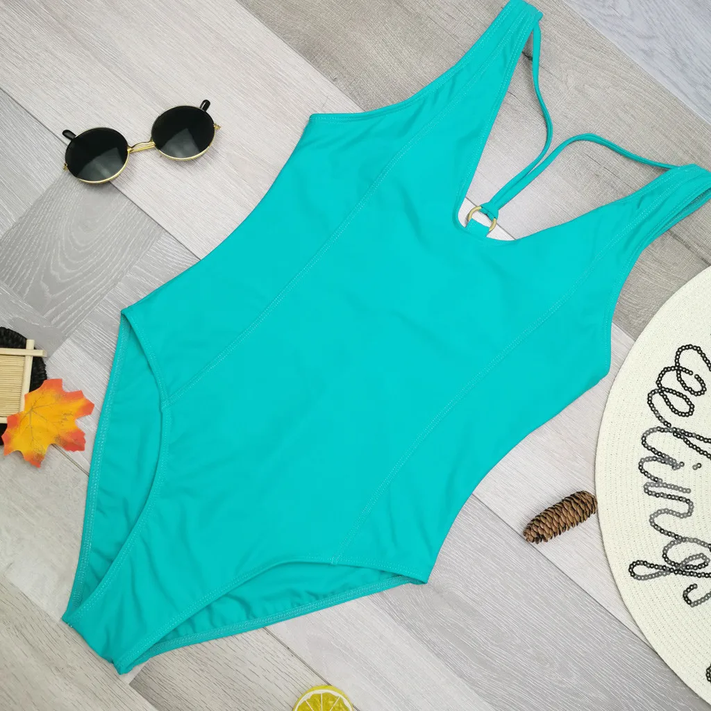 Модный женский эластичный слитный купальник в стиле ретро с высоким вырезом и