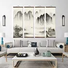 Картина тушью в китайском стиле, альпийская, декоративная картина на холсте, для спальни, гостиной, настенные художественные плакаты, картины из массива дерева в свитке
