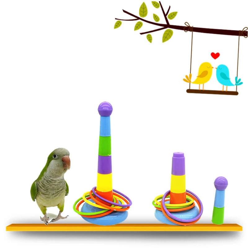 

Parrot Toys Bird Toy Puzzle Interactive Rings Starling Detachable Colorful Bite Trainning Pets Supplies