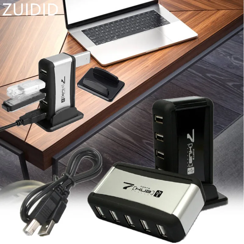 

Portable High Speed PC Computer Laptop EU Plug Vertical USB 2.0 480 Mbps 7 Port Power Adapter Charging HUB