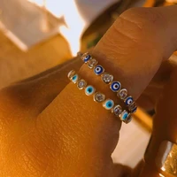 fashion bohemian evil eye rhinestone filled rings for women vintage boho devil ring enamel jewelry