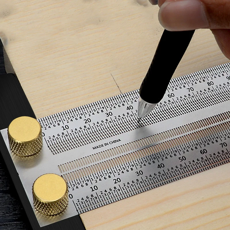 High-precision T Type Square Ruler Woodworking Aluminum Alloy Scriber Measuring Carpentry Marking Gauge Carpenter Tools