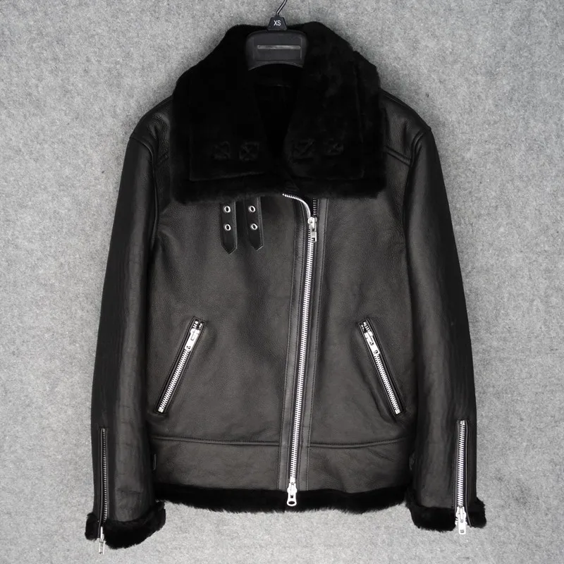 Europe Italy women's natural leather coat shearing sheepskin jacket for ladies female winter warm clothing wool cashmere lined