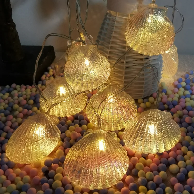 1.5M/ 3M Fairy Garland Lights LED Mermaid Shining Shell Shape String Lights Holiday Lamp for Wedding Christmas Home Decoration