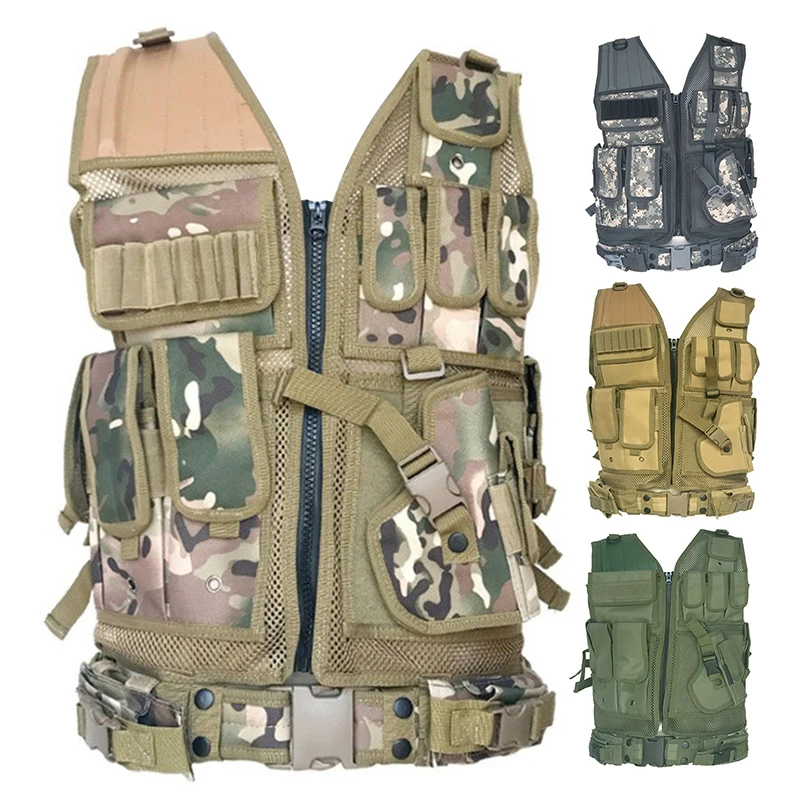 

Tactical Vest Field Survival Adventure Equipment Vest Belt Tactical Vest 4 Deluxe Adjustable Rifle Mag Pouches