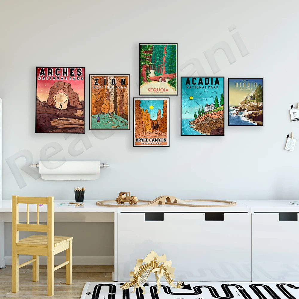 Винтажные постеры для путешествий Перу Machu Picchu арки озеро Tahoe Zion Каньон Bryce Sequoia