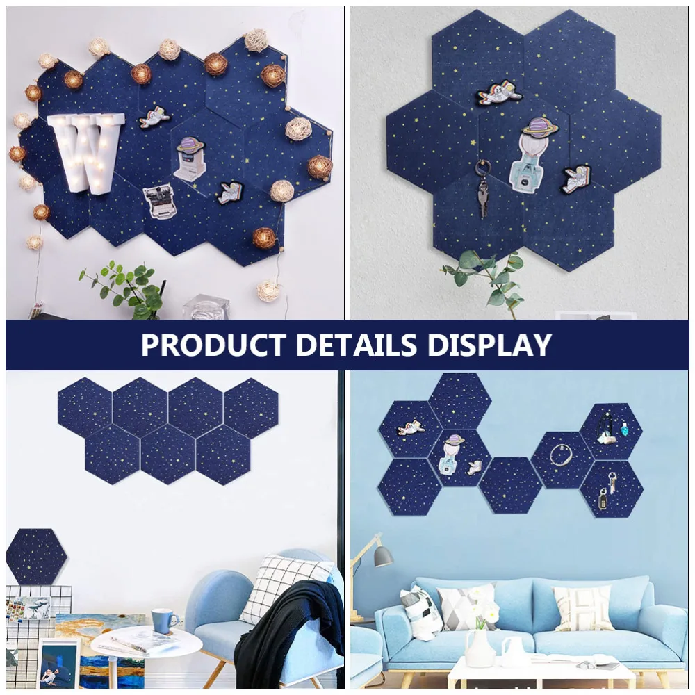 

4pcs Hexagon Felt Board Stickers Starry Background Wall Decals Wall Decals