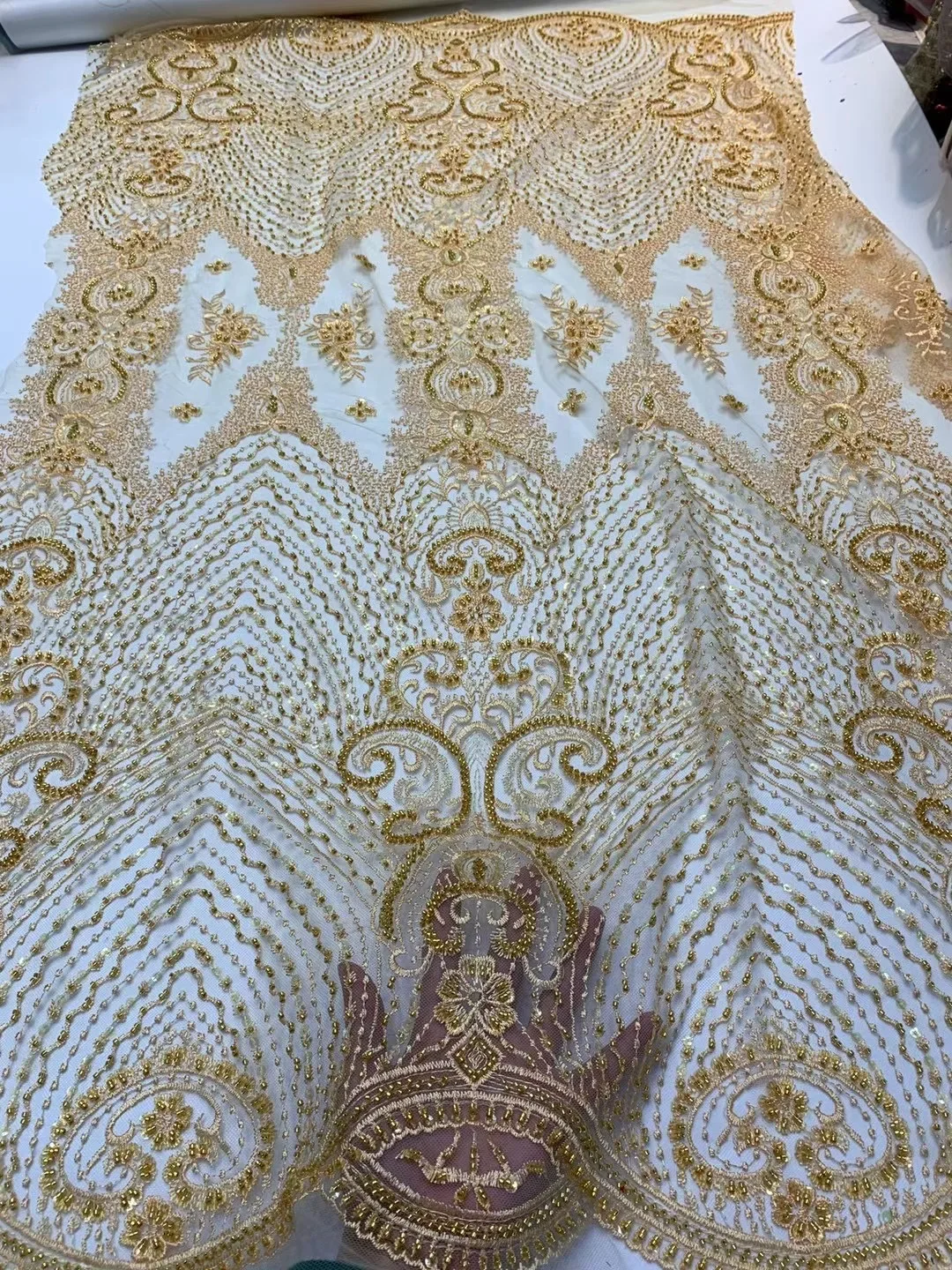 

Африканская бисерная ткань ручной работы 2021, Высококачественная кружевная ткань из бисера, нигерийская кружевная ткань, свадебная швейная ...