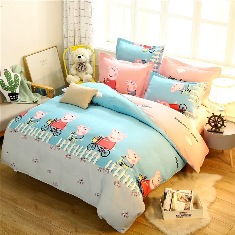 

Simple Sweet King Size 100% Cotton bedding set Cartoon Printed Bed Duvet Cover Single Full Bed Sheet Pillowcase Bedding Sets