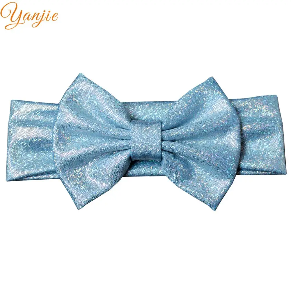 " большой блеск металлический грязный лук оголовье hair bows девочек и малышей блестки лук ободки для девочки diy аксессуары для волос резинки для волос повязка на голову резинка провод повязки для девочек - Цвет: blue sequin
