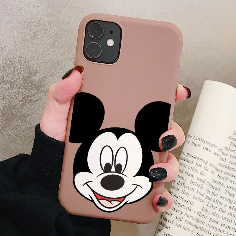 P3Brown Чехол для телефона iPhone 11 Pro XR X Xs Max 8 7 6 Plus 6S 5S SE матовый Силиконовый чехол с мультяшной мышкой мягкая задняя крышка - Цвет: P3Brown