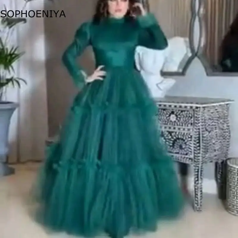

New Arrival Tulle Long sleeve Evening dress 2023 Caftan Dubai Party dresses women evenining gowns Vestidos formales