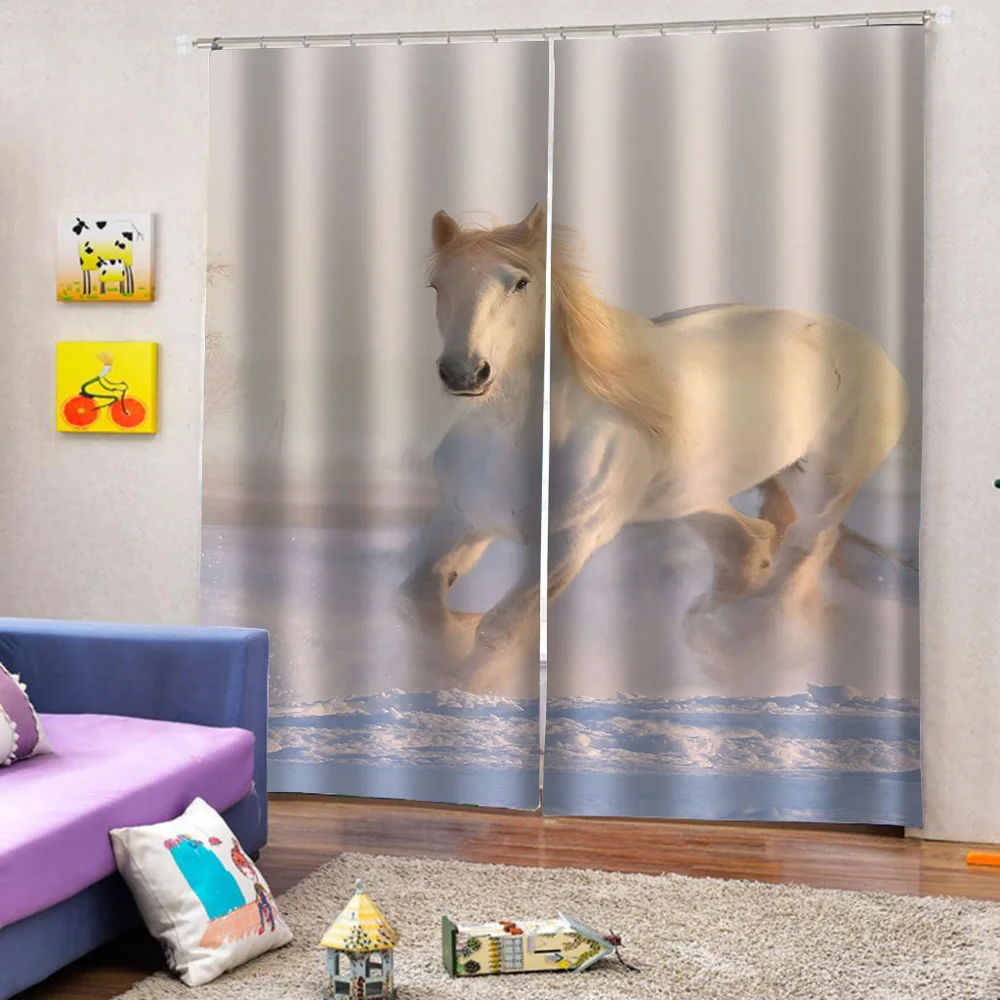 ?? 3Dカーテン印刷動物デザイン暗幕リビングルームベッドルームの高品質シルクルームドレープブラインド