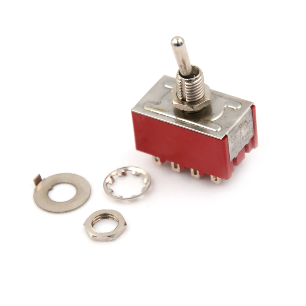 

6A/125VAC 2A/250VAC 12 Pin 4PDT ON/ON 2 Position Red Mini Toggle Switches 1pcs