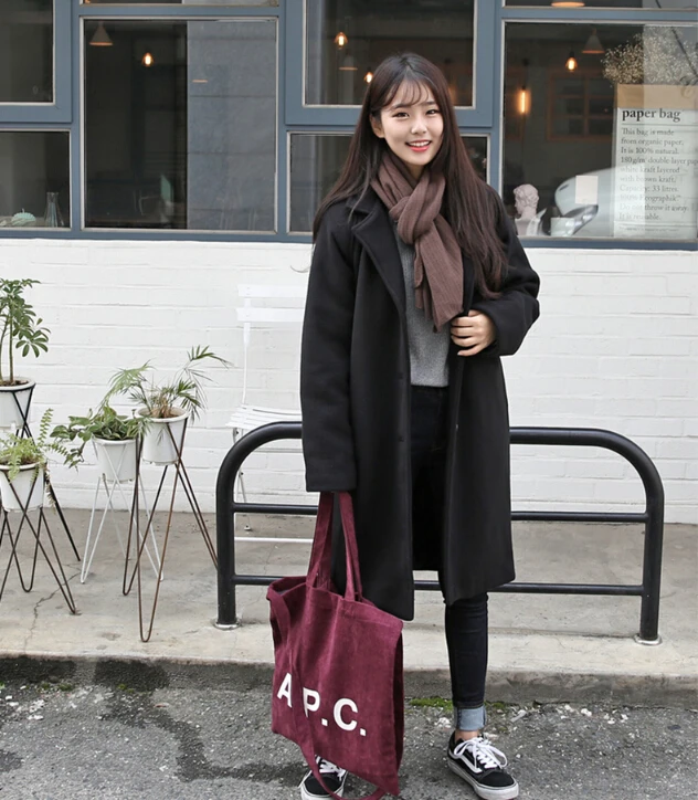 

High quality!Women autumn winter chic slim long coat female pure color outware single breasted plus size casual Blouse TB3240