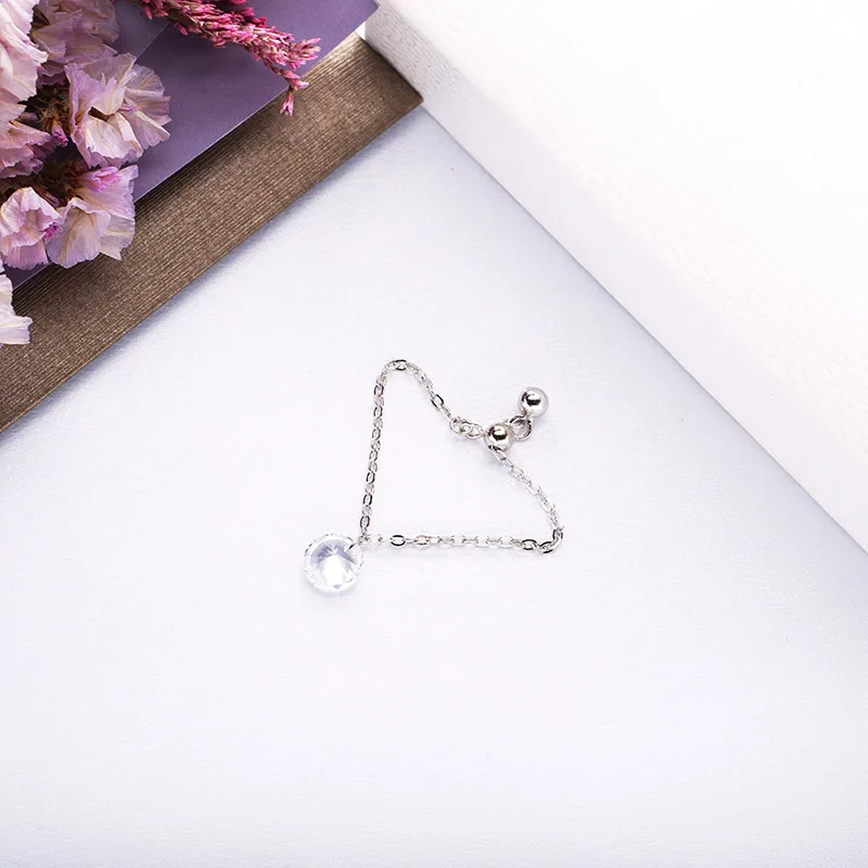 Женское кольцо цепочка из серебра 925 пробы с цирконом|Кольца| |