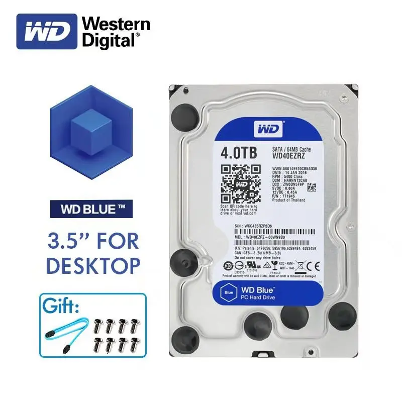 Оригинальный Западный Цифровой синий настольный компьютер HDD 4 ТБ 5400 RPM 3 5 ''SATA