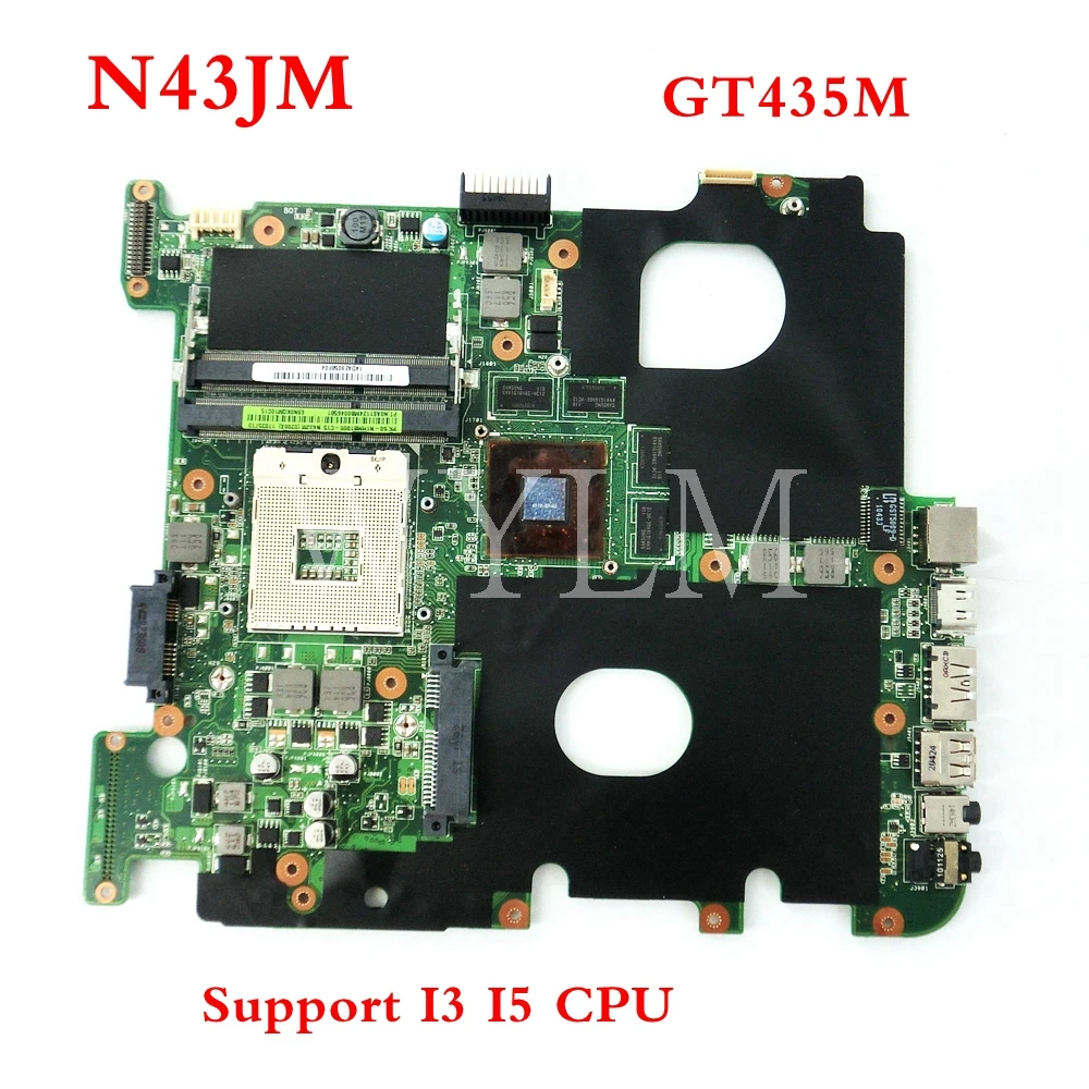 

N43JM GT435M 1GB Mainboard For ASUS N43JF N43J N43JM N43JQ laptop Motherboard MAIN BOARD Tested free shipping