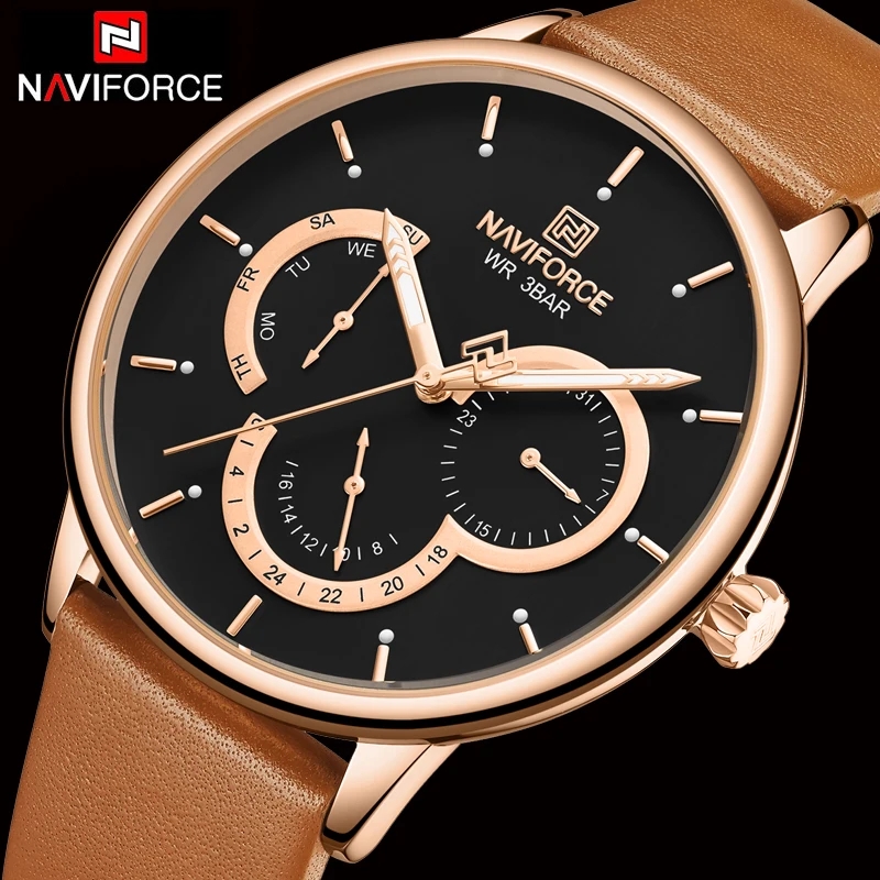 

NAVIFORCE Luxury Brand Men Army Military Watches Men's Quartz Date Clock Man Leather Strap Sports Wrist Watch Relogio Masculino