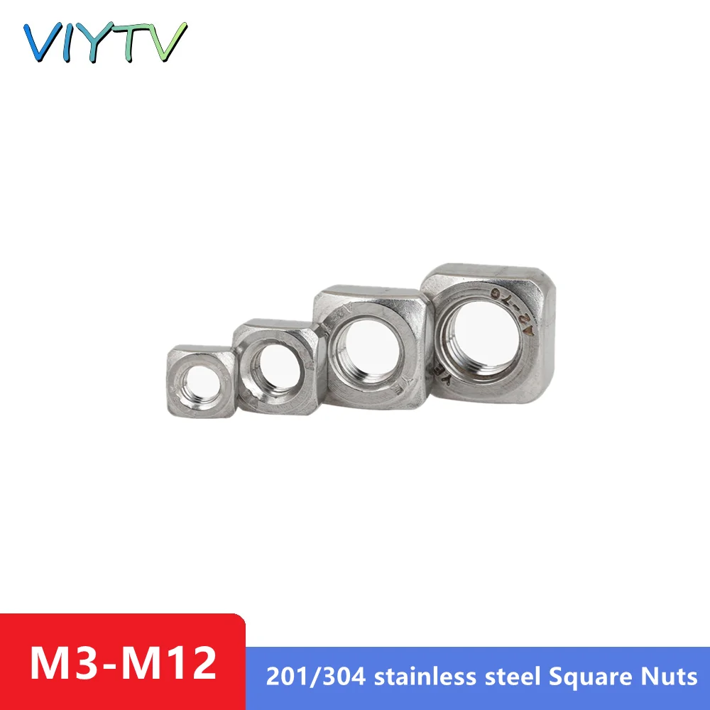 

1-50pcs M3 M4 M5 M6 M8 M10 M12 DIN557 GB39 304 A2-70 /201 Stainless Steel Metric Threaded Square Nut Foursquare Quadrate