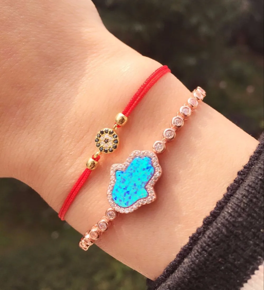 2017 Заводская нить красная оплетка сглаза синий опал Хамса рука высокое качество