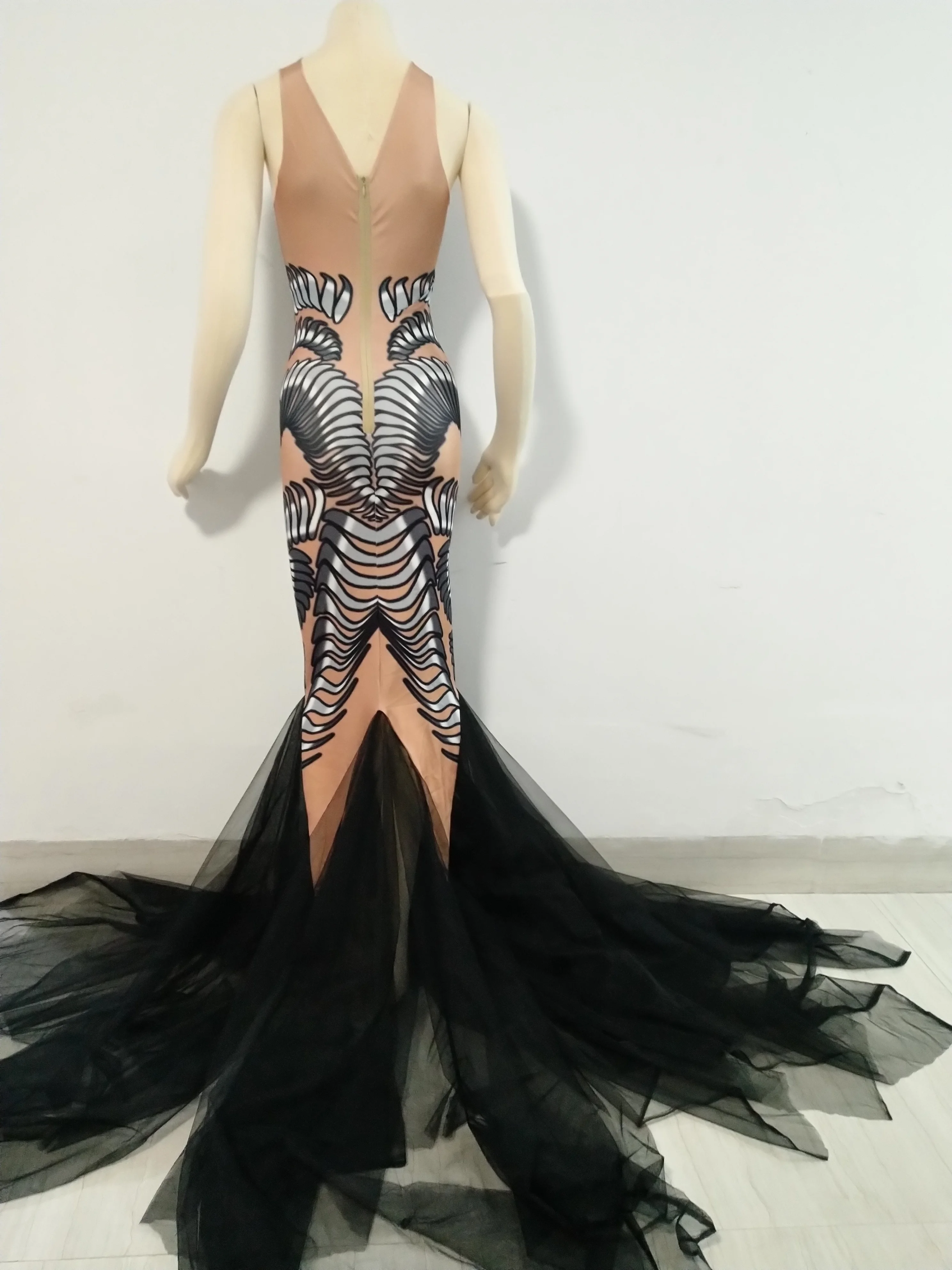 Обувь для ночного клуба вечерние певица костюм платья черного цвета с сеткой