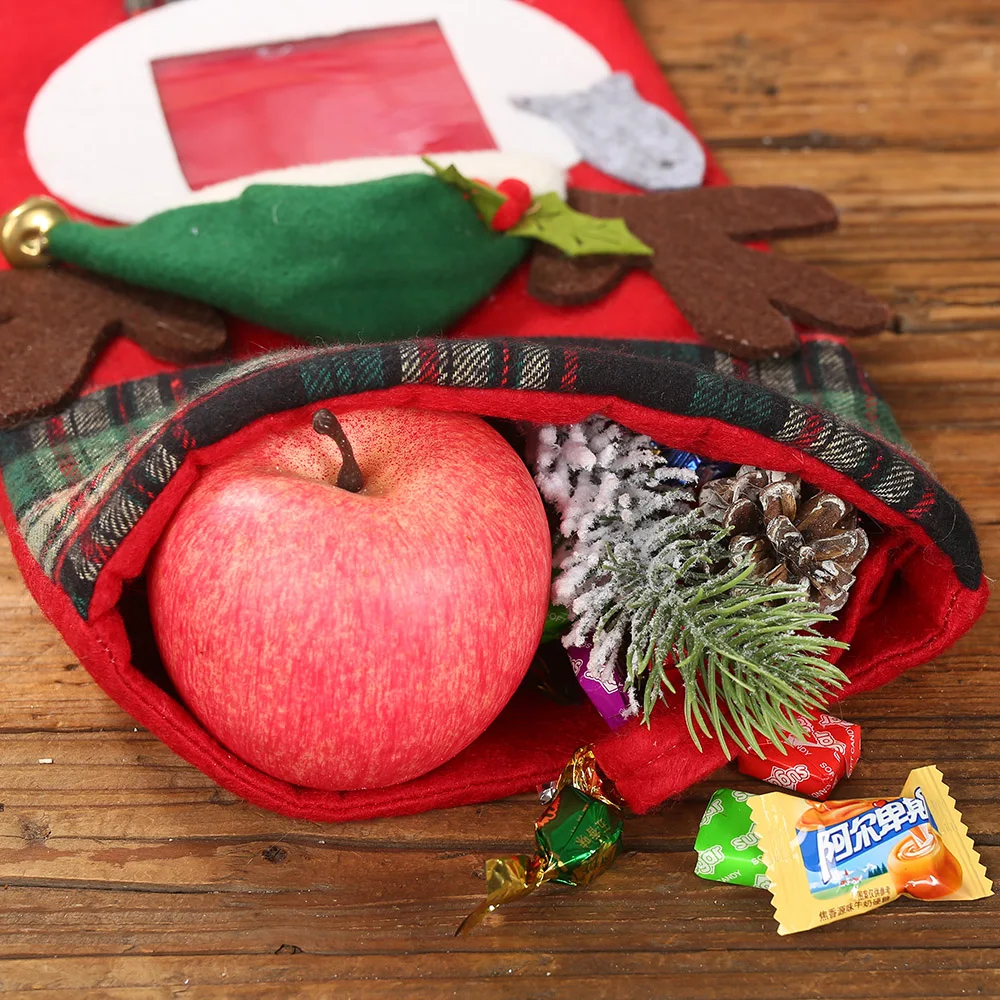 Большие носки с Санта Клаусом прозрачная фоторамка клетчатые рождественские