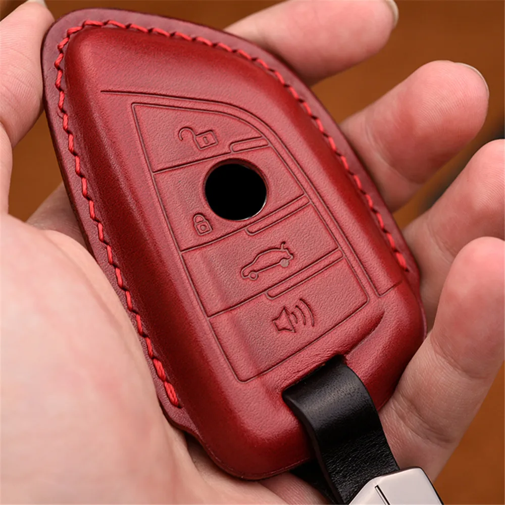 

Genuine Leather Car Key Case Cover Fob Bag For BMW X1 X3 X4 X5 X6 F15 F16 F48 G30 G38 525 540 730 740 1 2 5 7 Series Car Styling
