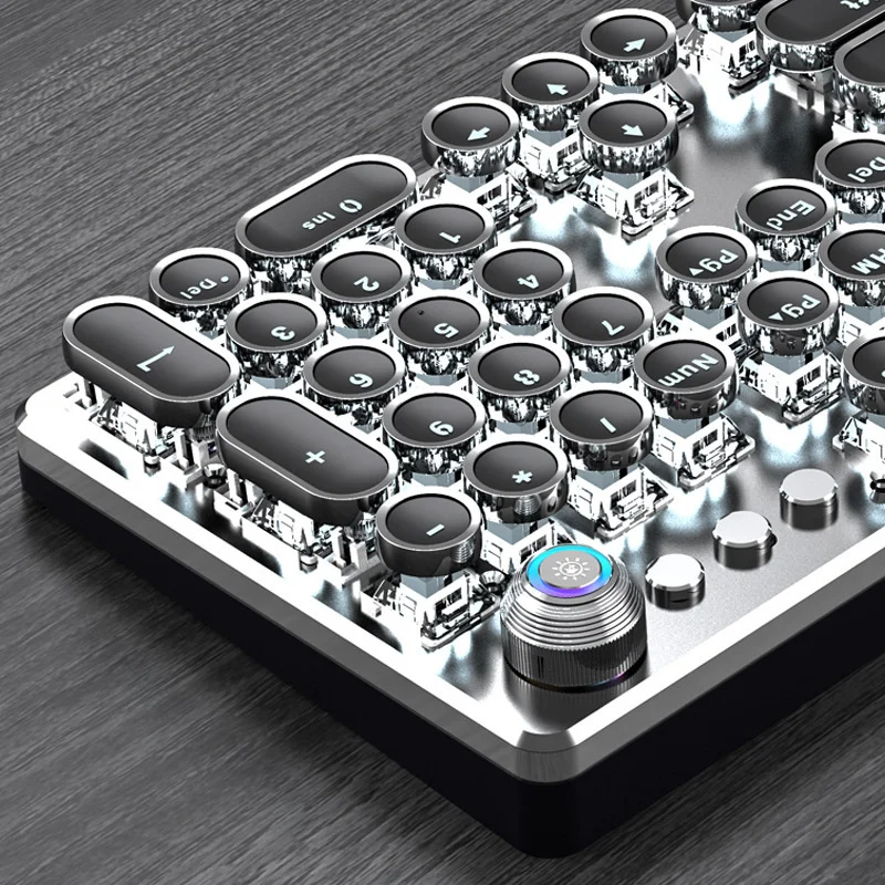 

Straight K820 Punk Electroplating Knob Light-emitting Mechanical Keyboard Pluggable Green Axis ChickenEating Computer Games