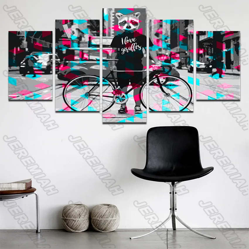 

Bustling Urban People Bike Poster Nordic Style Wall Art Painting Canvas Print Painting Modern Living Room Decoration