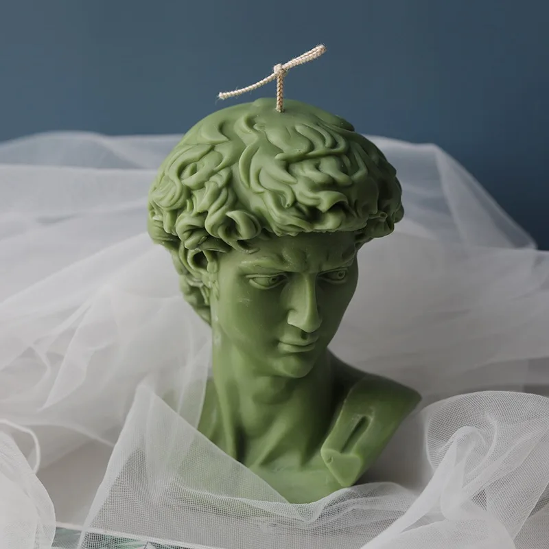 

Two sizes of David plaster portrait candle mold scented candle silicone mold plaster 3d candle making mold