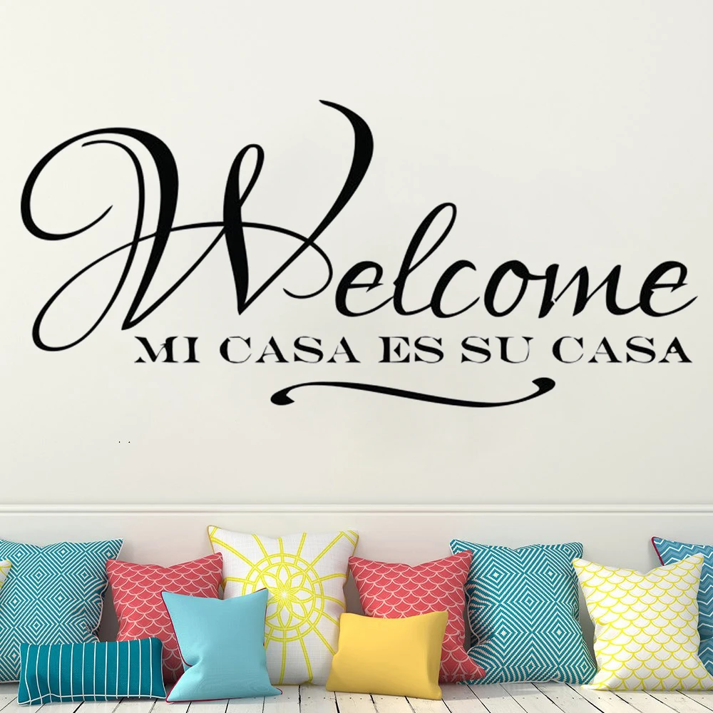 

Do It Yourself Wall Decals Murals Decor Spanish Quote Welcome Mi Casa Es Su Casa Text Lettering Sign Stickers Decoration RU2051