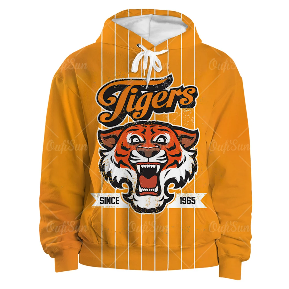 

Autumn Rock Hip Hop Street Style Sweatshirts Men Women Animal Pattern Casual Hooded Sportswear Urban Trend Tiger Logo Clothes