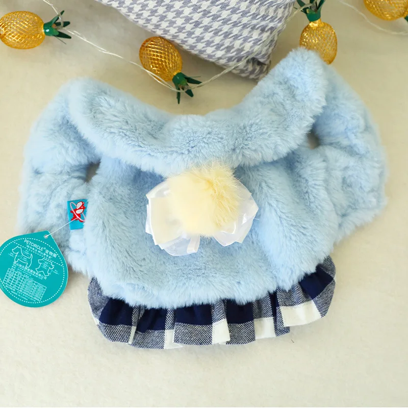 Собака Кошка осень и зима теплый плед подол синий богатый леди Тедди бишон