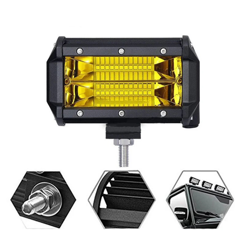 2 светодиодных рабочих фонаря 72 Вт водонепроницаемых для внедорожников, грузовиков, тракторов, прицепов, внедорожников, ATV 12V Спот Флуд Бар.