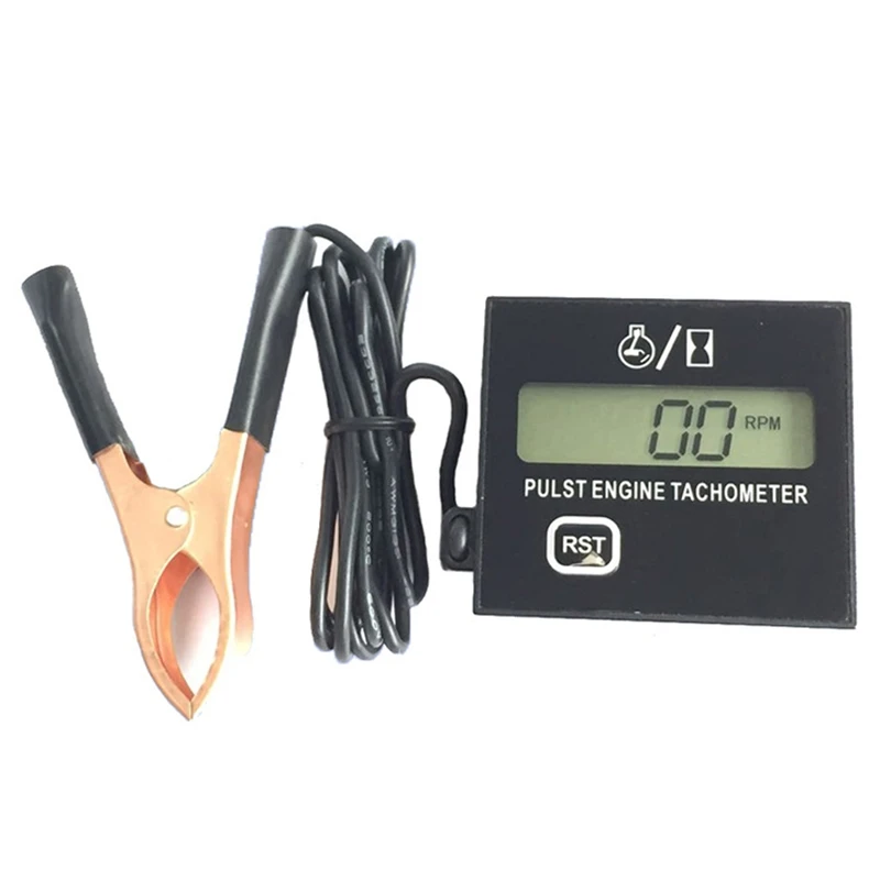New Gasoline Digital Engine Tachometer Inductive Pulse Tachometer Waterproof with Battery for Chain Saw Mower 2/4 Stroke