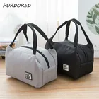 Однотонная сумка для ланча PURDORED для женщин, 1 шт., водонепроницаемая сумка для еды, термоизолированная сумка для ланча, сумка-холодильник, сумка для ланча
