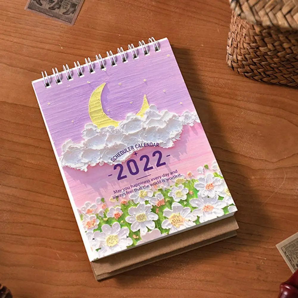 

2022 Mini Renaissance Vintage Painting Mini Standing Coil Table Calendar For Diy Yearly Agenda Organizer Schedule Planner F1h5