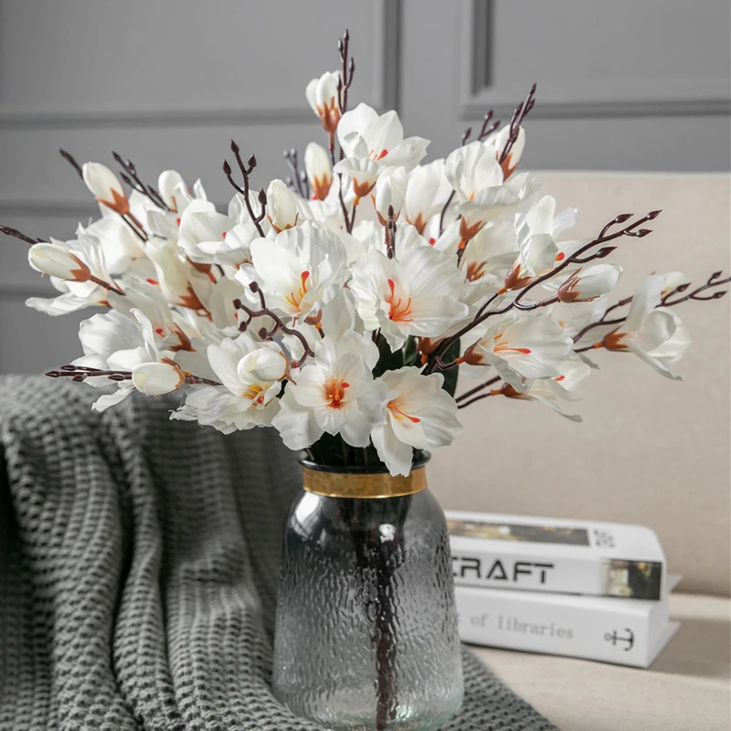 Искусственный букет орхидеи магнолии 5 вилок искусственный цветок свадебное