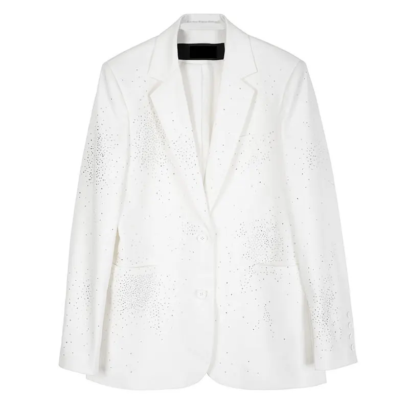 

XITAO Patchwork Blazer Fashion New Women Elegant Gypsophila Hot Diamond Design Is Niche 2021 Spring Autumn Loose Coat ZY6145