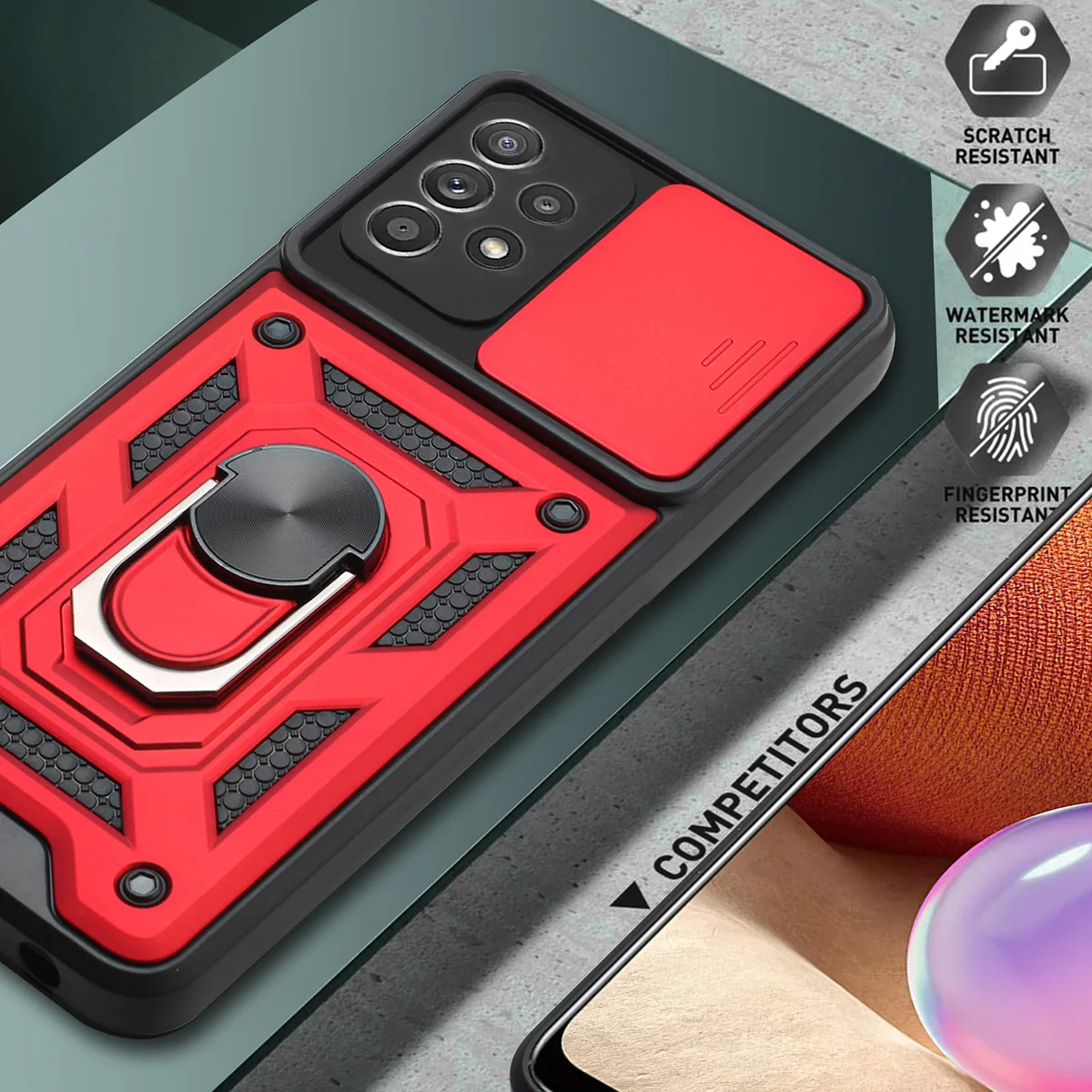 phone case for oppo reno 4 5 5z lite realme 8 pro a15 a15s a94 a53 a32 a72 a73 a74 a93 a54 4g 5g ring bracket push window cover free global shipping