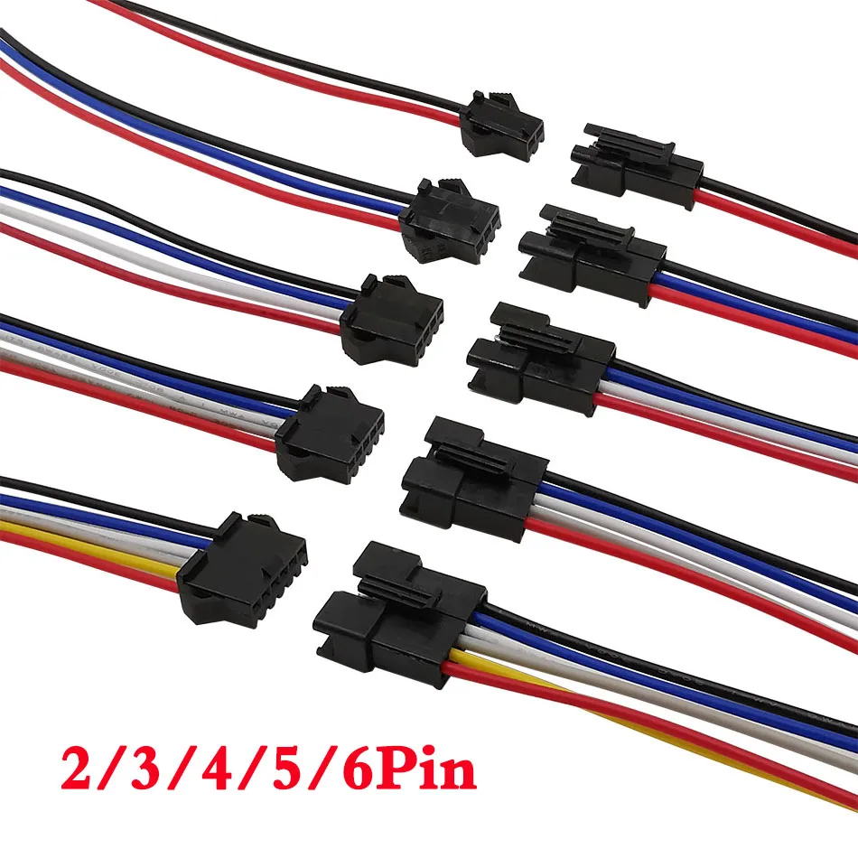 

5/10 Pair 2/3/4/5/6 Pin JST SM Led Strip Connector Male & Female Plug Socket Connecting 20CM Cable LED RGB Strip Light Connector